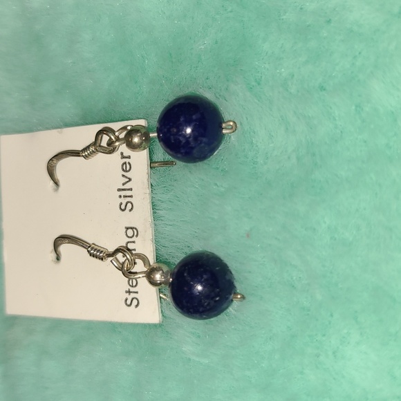Sterling silver lapis lazuli earrings - Picture 2 of 2